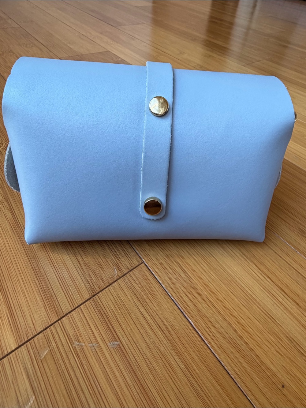 Pelle Light Blue Leatherette Saddle Clutch with Gold Hardware *From Italy* - Picture 8 of 8